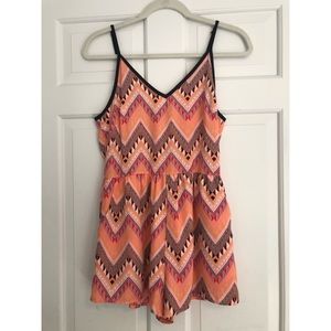 Lush Peach Chevron Print Romper